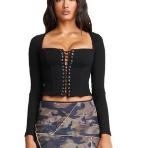 I.AM.GIA | Tops | Iamgia Portia Ribbed Black Corset Long Sleeve Top |  Poshmark